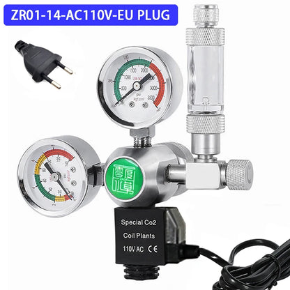 Aquarium DIY CO2 Regulator Solenoid Bubble Counter CO2 Control System Reaction Waterproof Fish Tank CO2 Pressure Reducing Valve