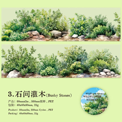 50mm*2m Plant flower landscape PET Tapes Creativity Scrapbooking Hand Account Adhesive hand made Diy Junk Journal Craft Supplies