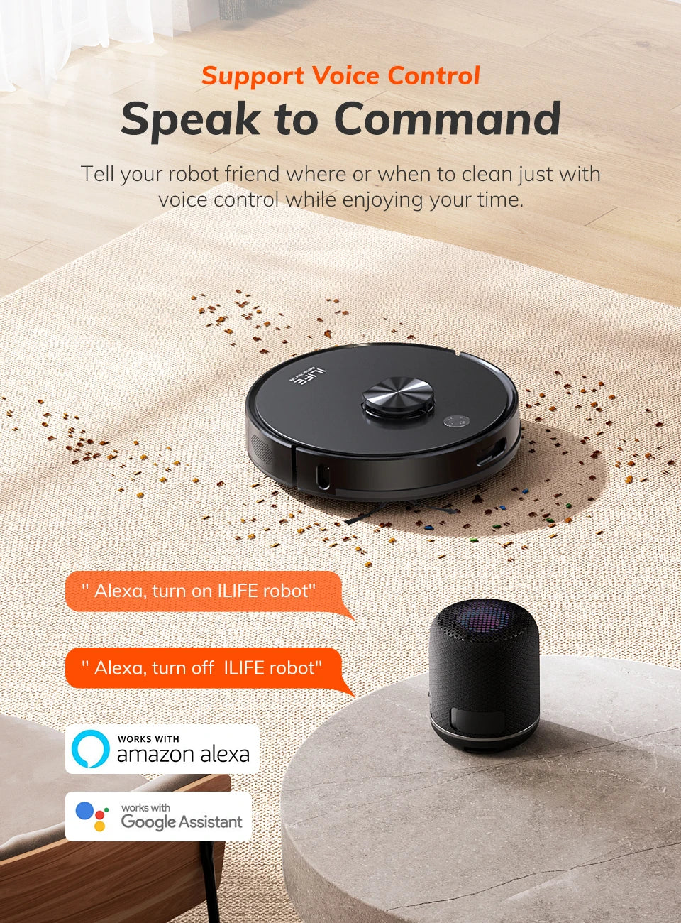 ILIFE T20s Ultra Robot Vacuum Cleaner with Self-Emptying Station, 10000Pa Suction, 4600mAh Battery, 300 Min Max Runtime