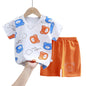 Summer Casual Baby Set Dinosaur Style Stripe T-shirt+Shorts 2Pcs Clothes for Boys Girls Soft Cotton Infant Outfit