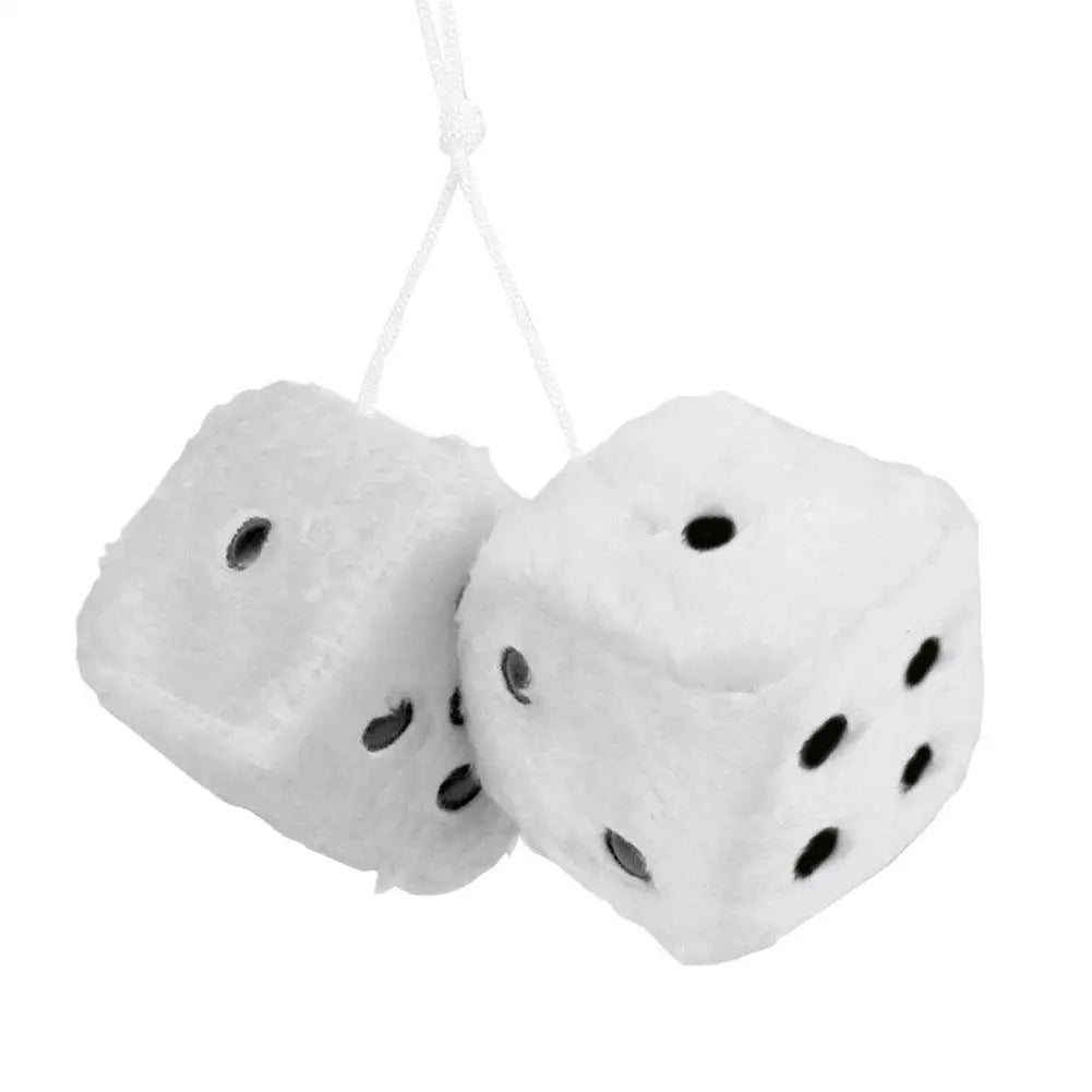 2pcs Big Long Hair Hot Stamping Dot Dice Plush Toy Cube Pendant Car Ornament Sieve Anime Car Decoration Accessories Auto Pendant