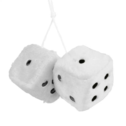 2pcs Big Long Hair Hot Stamping Dot Dice Plush Toy Cube Pendant Car Ornament Sieve Anime Car Decoration Accessories Auto Pendant