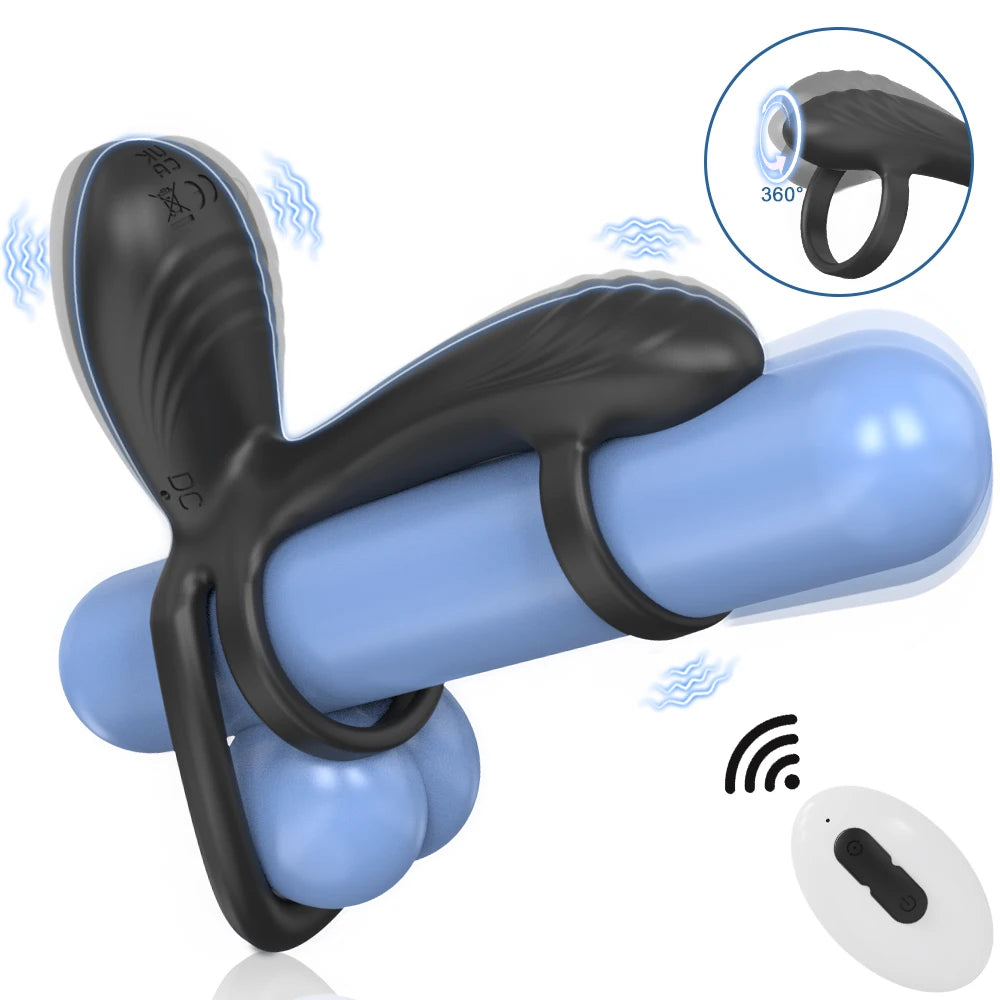 Vibrating 360°Twisting Cock Ring Sex Toys for Women Adult Couples G-spot Clitoral Stimulator Penis Ring for Men Dick Vibrator 18
