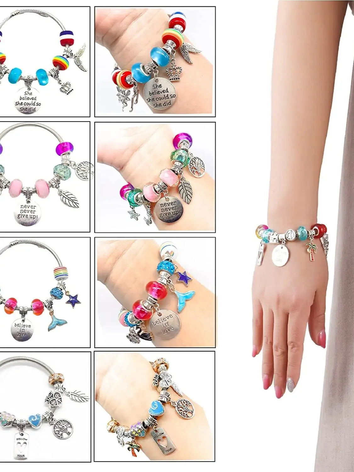 Charm Bracelet Making Kit DIY Jewelry Making Supplies Beads Unicorn Mermaid Crafts Handmade Gifts Set  for Girls Teens Age