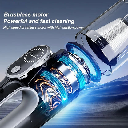 Brushless handheld vacuum cleaner, cordless, high suction, portable vacuum cleaner for home and car, Mini, rechargeable, with LED car cleaning.