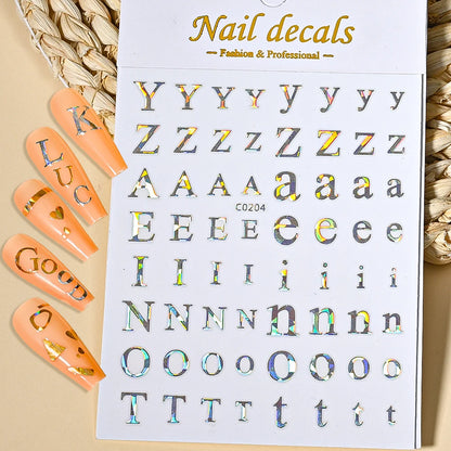 3D Glittery Gothic Letter Design Nail Art Stickers Uppercase Alphabet Letters Artistic Designs DIY Nail Art Decals Decoration #1