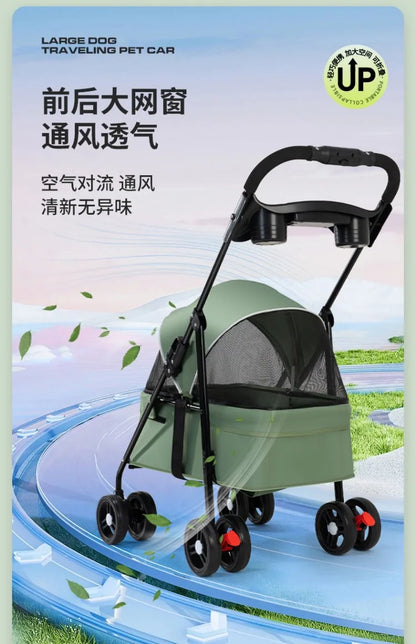 2026 New Lightweight Foldable Pet Stroller Teddy Cat Dog Handcart Outdoor Travel Cart for Small Pets