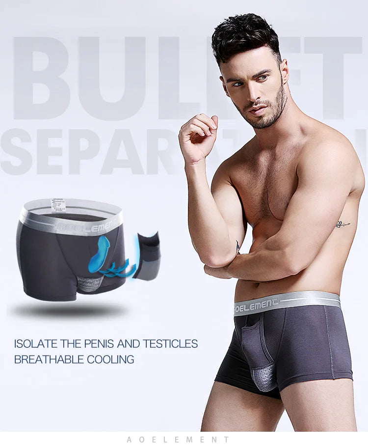 Bullet separate underwear Men's ventilated summer dry underpants Ice silk bag ice healthy boxers