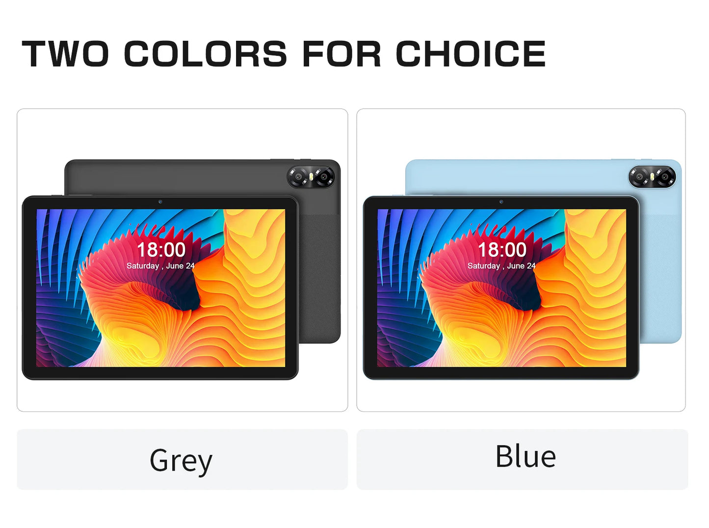 10.1" Android Tablet with Octa-core Processor 16GB(4+12GB Virtual) RAM 64GB ROM HD IPS Touchscreen, Wi-Fi 6, BT 5.0, Dual Camera