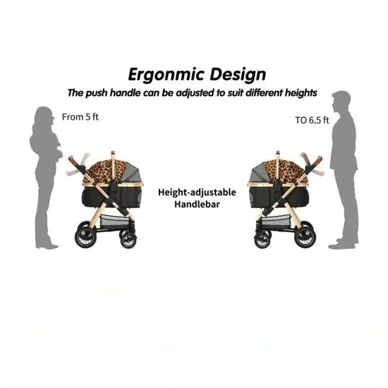 Luxury 3-in-1 Aluminum Alloy Foldable Pet Stroller Customized Dog Travel Carrier with Trolley Bag
