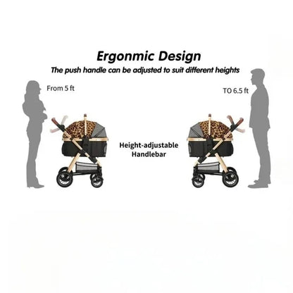Luxury 3-in-1 Aluminum Alloy Foldable Pet Stroller Customized Dog Travel Carrier with Trolley Bag
