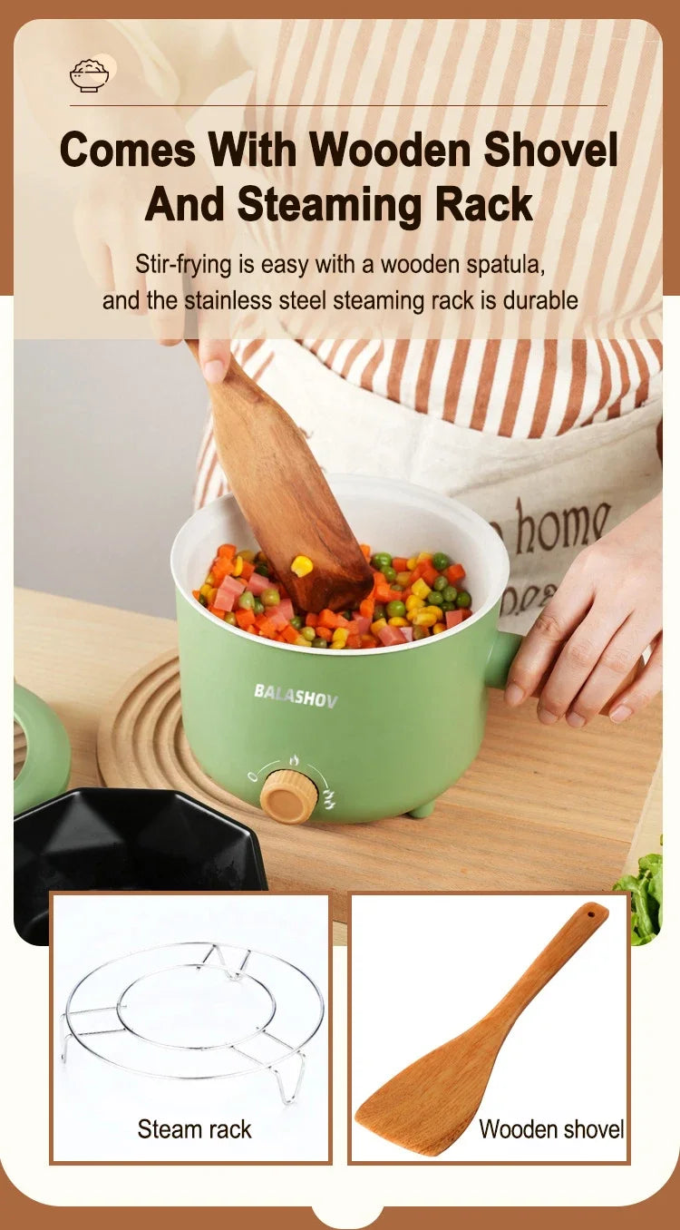 1.8L Mini Portable Electric Rice Cooker Non-Stick Inner Pot Multifunctional Rice Cooker Auto Keep Warm, Compact Space Saving Multi Cooking Pot for Rice Porridge Soup Noodles, Household Dorm Office Travel Kitchen Appliance for