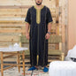 Muslim Men's Morocco Gandoura Thobe Loose Short Sleeves Gorgeous Embroidery Comfortable Islamic Men's Traditional Clothing Party
