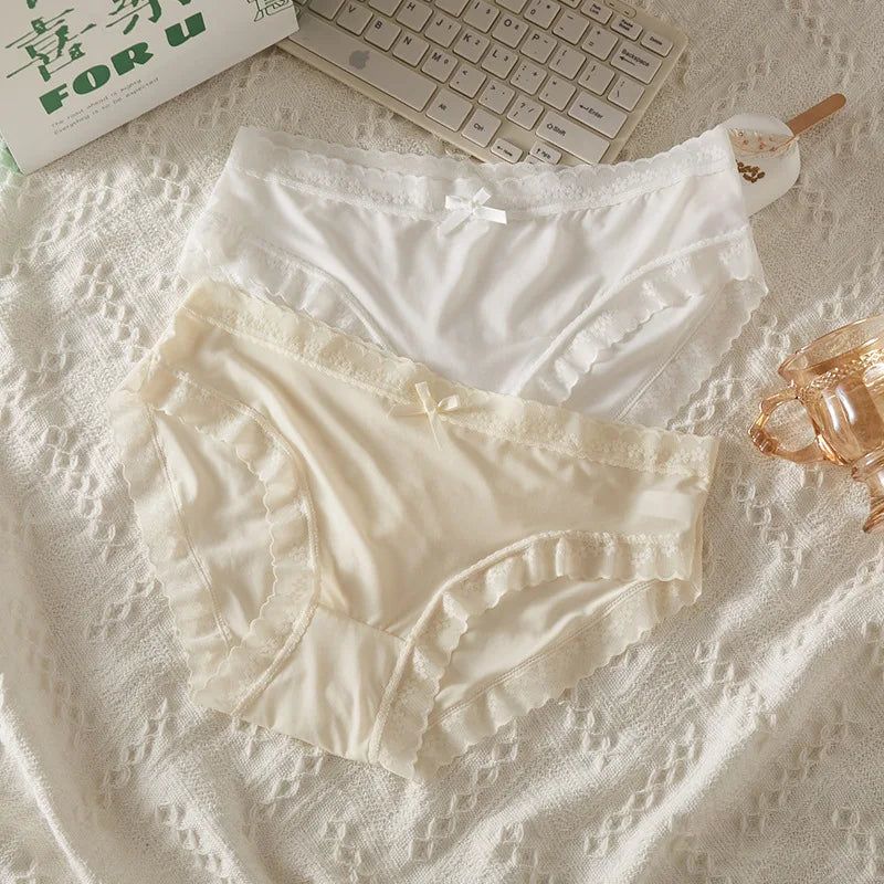 3Pcs Women Low Waist Panties Panties Sexy Lingerie Lace Quick Drying Briefs Female Seamless Underwear Solid Color Underpants