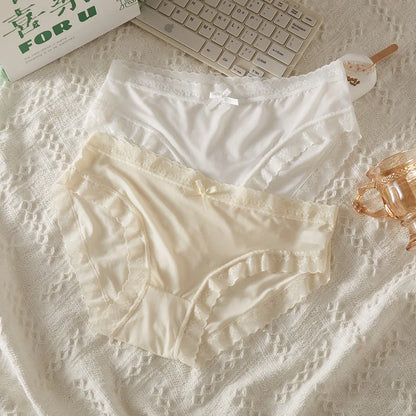 3Pcs Women Low Waist Panties Panties Sexy Lingerie Lace Quick Drying Briefs Female Seamless Underwear Solid Color Underpants