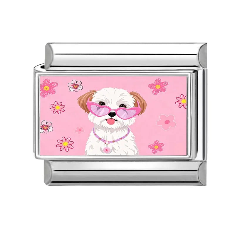 Wholesale Cute Animal Swimming Dogs Cats Sheep Charm Bracelet Fit 9mm Bracelet Stainless Steel Italian Links Making DIY Jewelrys
