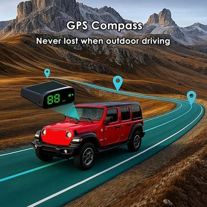 Solar HUD Head-up Display HD LED Car Speedometer Solar+Type-C Dual Charging Overspeed Alarm Safe Driving Universal Accessories
