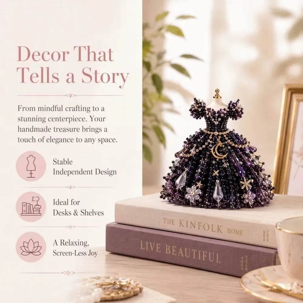 3D Design Beaded Dress Kit Cute Design Tiny Beads Bead Craft Kit Creative Craft Dress Shape Bead Weaving Kit Gift Giving