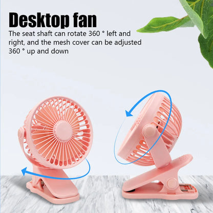 Clip Fan 3 Speed Electric fan USB Quiet Mini Home Office Desk Fans Air Cooler Outdoor Portable Cooling Clip on Fan for Strollers