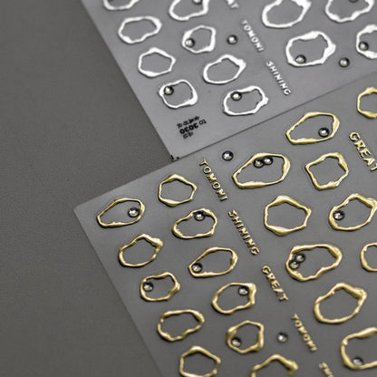 1pc 5D Crystal Rhinestone Nail Sticker Irregular Golden Frame Nail Art Stickers DIY Luxury Nail Decoration Parts Manicure Decals