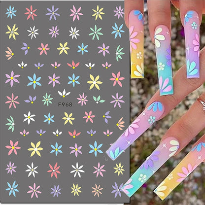 3d Nail Art Decals Spring Booming Violets Lavenders Purple Blue Pink Flowers Butterflys Stickers Decoration For Nail Tips Beauty