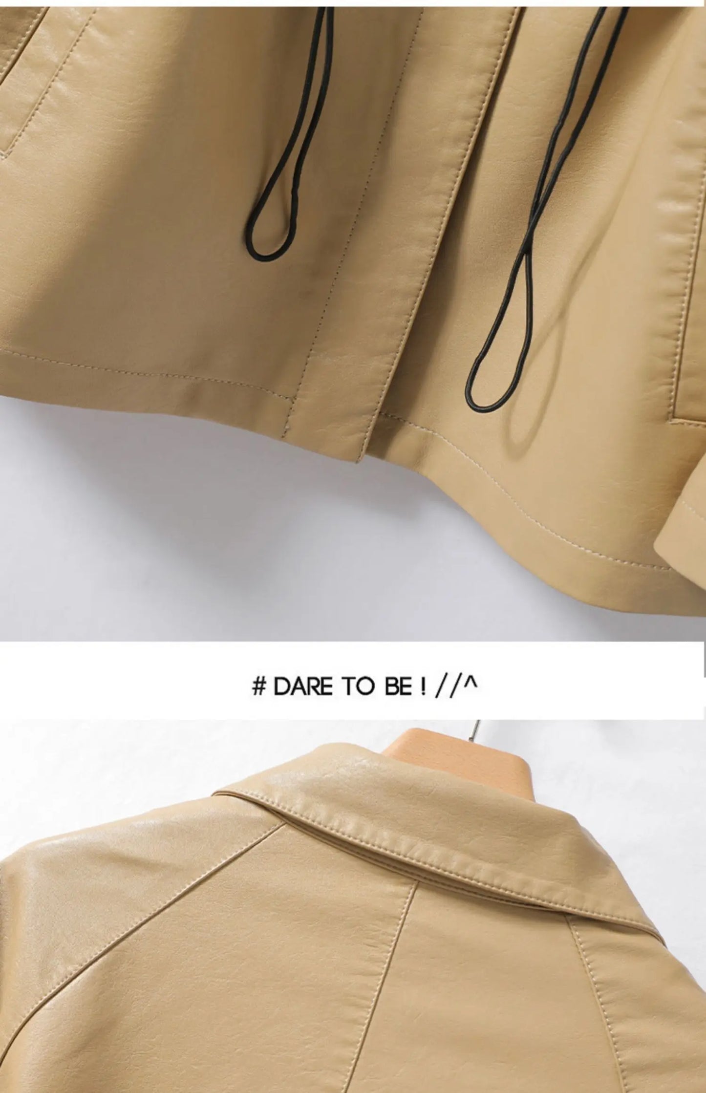 M-4XL Women's Sheepskin Coat Fashion Khaki Zipper Elastic Waist Female Long Sleeve Casual Loose Split Leather Jackets 2024 New