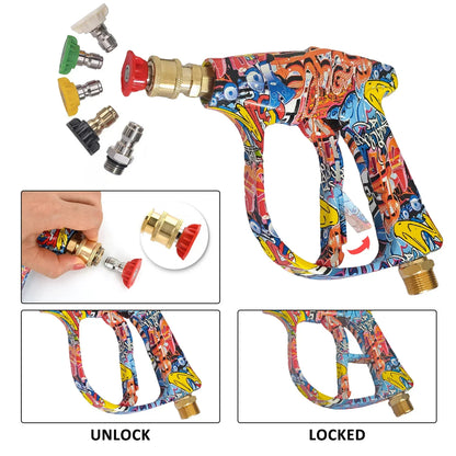 Graffiti Design High-Pressure Foam Gun Set - Multi-Brand Fit for Karcher/Bosch/Nilfisk, Ergonomic Grip,Car/RV/Truck Cleaning Kit