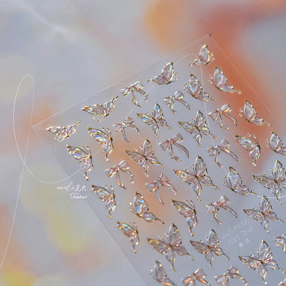Jelly Butterfly 5D Nail Art Sticker Rhinestone Crystal Charming Shiny Insect Animals DIY Self Adhesive Decoration Manicure Decal