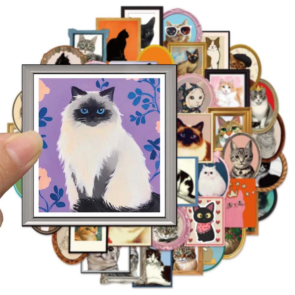 50PCS Cute Cat Decoration Fun Graffiti Stickers DIY Phone Case Notebook Scrapbook Phone Stickers