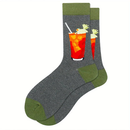1 pair of men's cartoon printed tool pattern with unique and personalized long socks men  socks