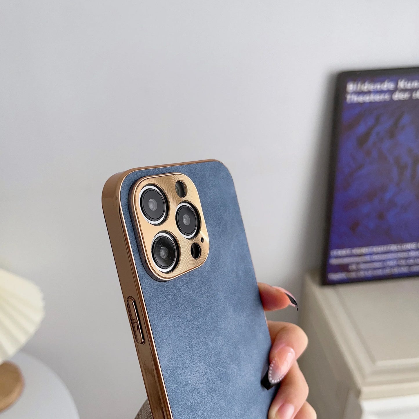 Leather Phone Case For Iphone 13 11 12 14 15 16 17 ProMax Plus Electroplated Frame Lambskin Phone Shell For IPHON 15 16 17Promax