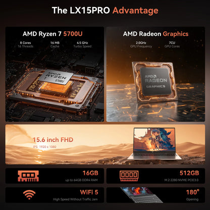 ACEMAGIC LX15PRO Laptop Computer AMD Ryzen 7 7730U Windows Laptop 15.6-in IPS 16GB DDR4 512GB NVMe SSD Numeric Keyboard