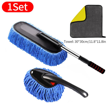 SEAMETAL Car Washing Mop Scalable Handle Dust Remover Wax Brush Microfiber Car Cleaning Kit Soft Hair Duster Brushes Wash Tool