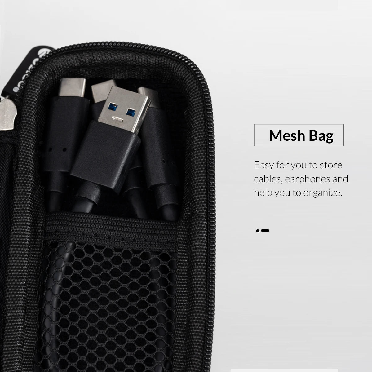 ORICO Eva Zipper Bag Mobile Phone Charger Protection Bag Hard Disk for External M.2 Hard Drive/Earphone/Data Line HDD Case Black