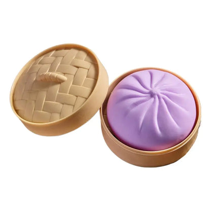 Colorful Dumpling Squishes Stress Balls Fidget Sensory Toys Simulation Food Squishies Bun With Steamer Dough Ball Gifts
