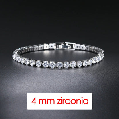Hip Hop Iced Out 3/4/5mm Crystal Tennis Bracelet for Men Homme Trendy Punk Zirconia Men's Chain on The Hand Streetwear Jewelry