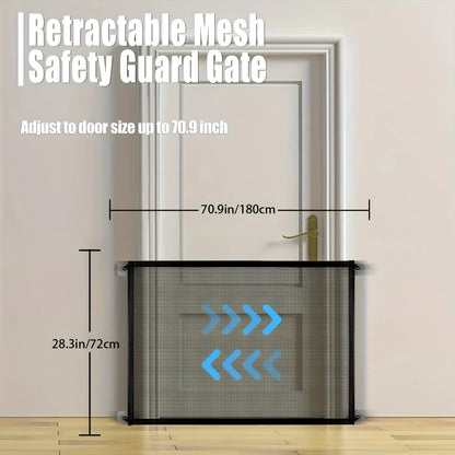 Retractable Baby Fence Barrier Foldable Baby Safety Gate With 4 Hooks Nylon Mesh Portable Protection Door Pet Isolation Net