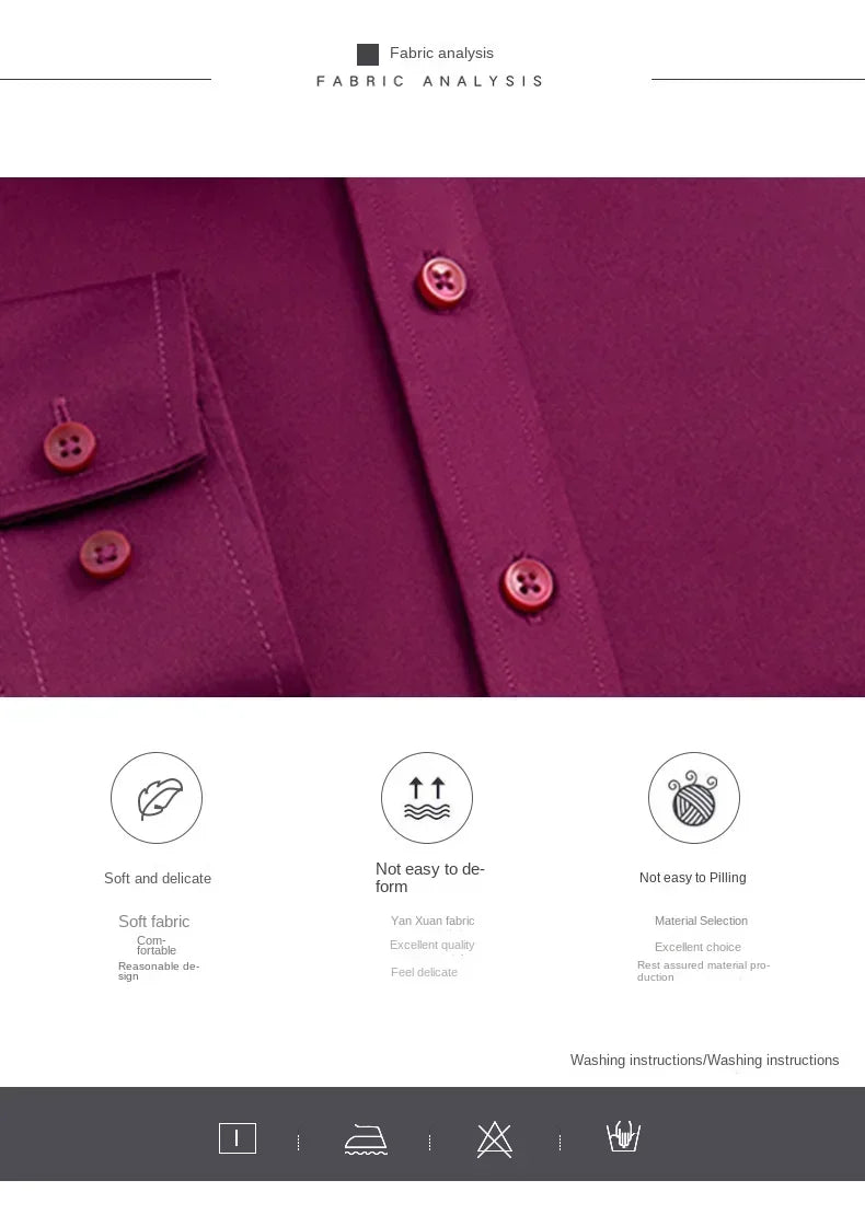 55-105KG Men's long sleeved elastic shirt, non ironing business dress, professional work attire, stand up collar shirt