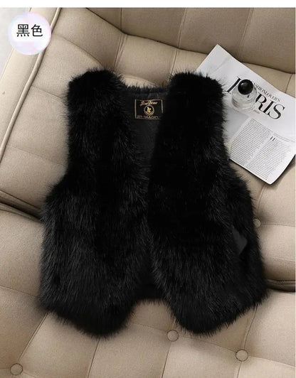 Autumn winter Imitation Fox fur vest Jacket For women Fashion Thick V-neck sleeveless Coat Female Short Faux Fur Waistcoat Tops