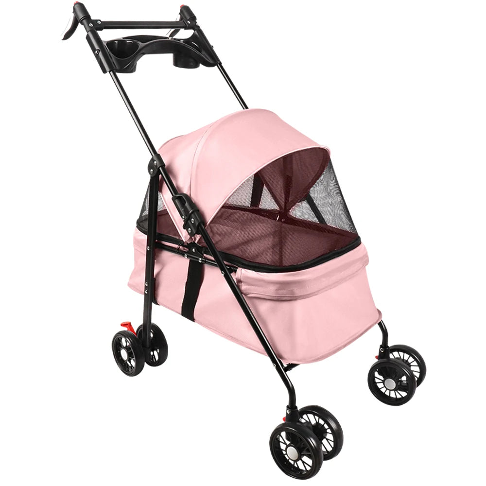 2-in-1 Folding Dog and Cat Stroller/Puppy Cart with Removable Bassinet, Pet Travel Stroller for Dogs Up to 10 kg, Steel, 50 x 70 x 95 cm
