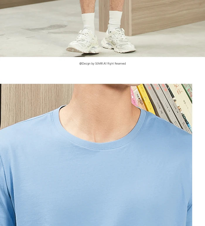 Semir Short Sleeve Men T-Shirt Cotton 2026 Summer New Man Clothing Thin And Versatile T Shirt Couples Solid Color Tops