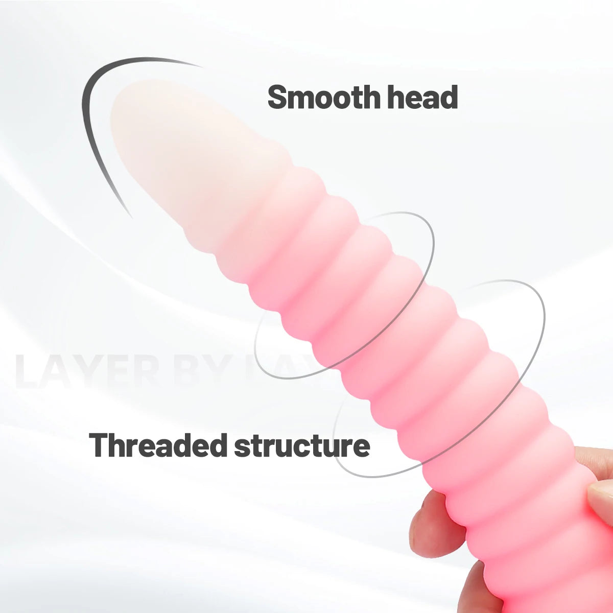 Adult Erotic Sex Toys Gradient Pink Anal Plug Dildo Massager With Threaded Design Strong Suction Cup Extra Long Anal Butt Plug