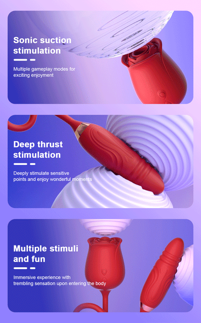 Sexy Adult Female Rose-Sucking Dildo Vibrator Women Nipple Clit Stimulator Vibrating Penetration Vagina Vibrator Erotica Toys