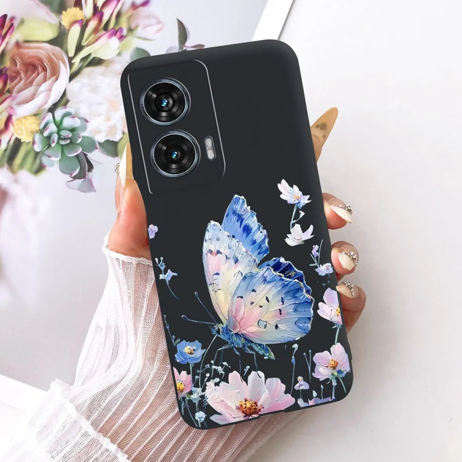 Case For Motorola Edge 50 Fusion Cover XT2429-1 Popular Flower Soft Black Silicone Phone Cases For Motorola G96 5G MotoG96 Funda