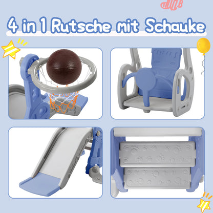 Rosahqnda 4-in-1 Children slide Indoor & Outdoor Outdoor Outdoor Playground for Toddlers Swing 1-6 Years