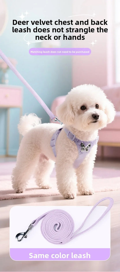 Butterfly Decor & Matching Leash Dog Harness for Small Dogs - Escape Proof Lightweight Vest