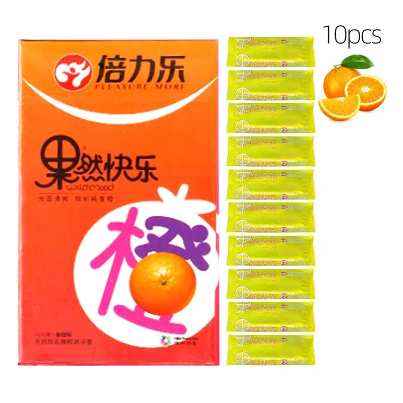 10pcs Fruit Flavor Condoms Sex Toy for Men Strawberry Blueberry Taste Penis Sleeves Ultra Thin Condom Adult Sex Product 18+