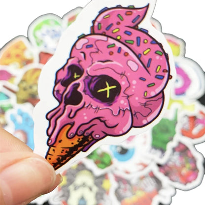 10/30/50PCS Terror Series Skull Graffiti Stickers Guitar Laptop Skateboard Luggage Phone Bike Waterproof Cool Stickers Kid Toy