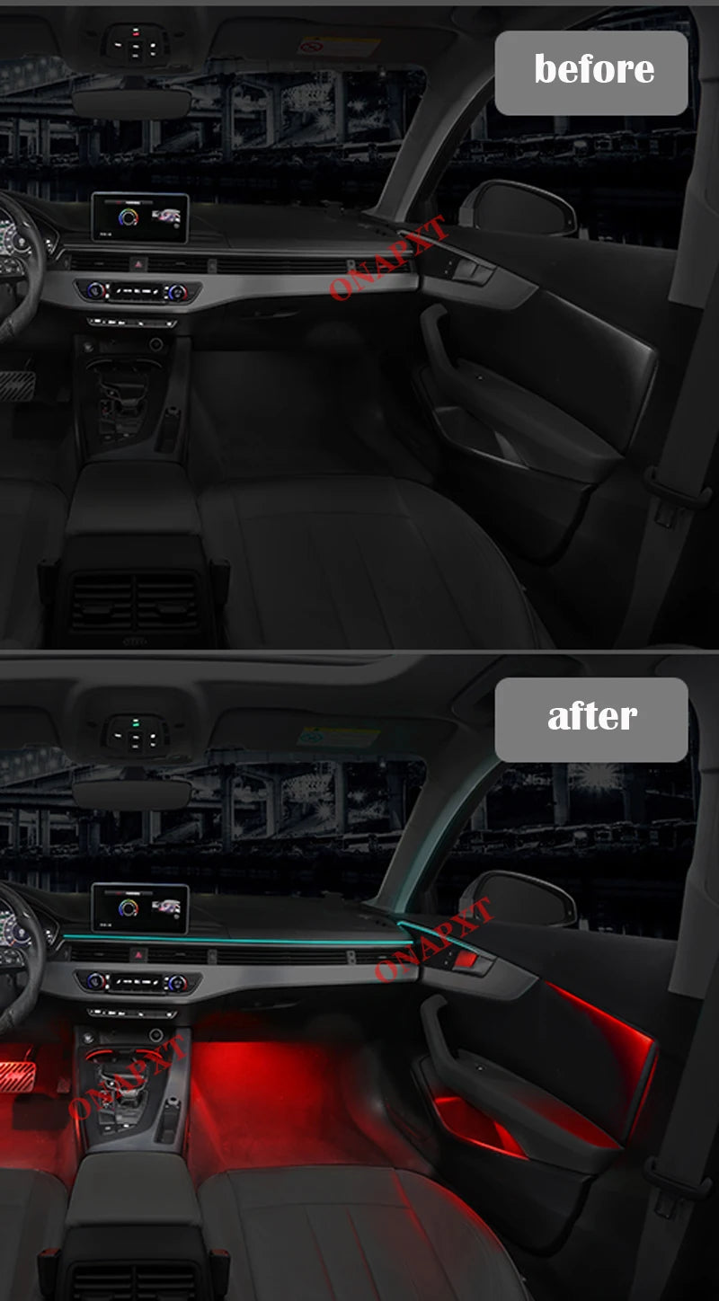 LED For Audi A4 S4 A5 S5 B9 2016-2023 Center Console Dashboard Ambient Light Strip Decorative Cover Lift Tweeter Speaker Lamp