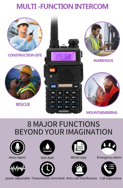 1/2PCS Baofeng UV 5R 5W 8W Walkie Talkie Portable Ham CB Radio Dual Band VHF UHF FM Transceiver Two Way Radio UV82 S9 K5 Plus